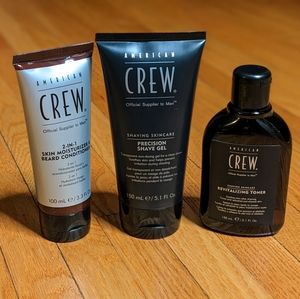 American Crew Skincare Set Shave Gel Revitalizing Toner Beard Skin Moisturizer